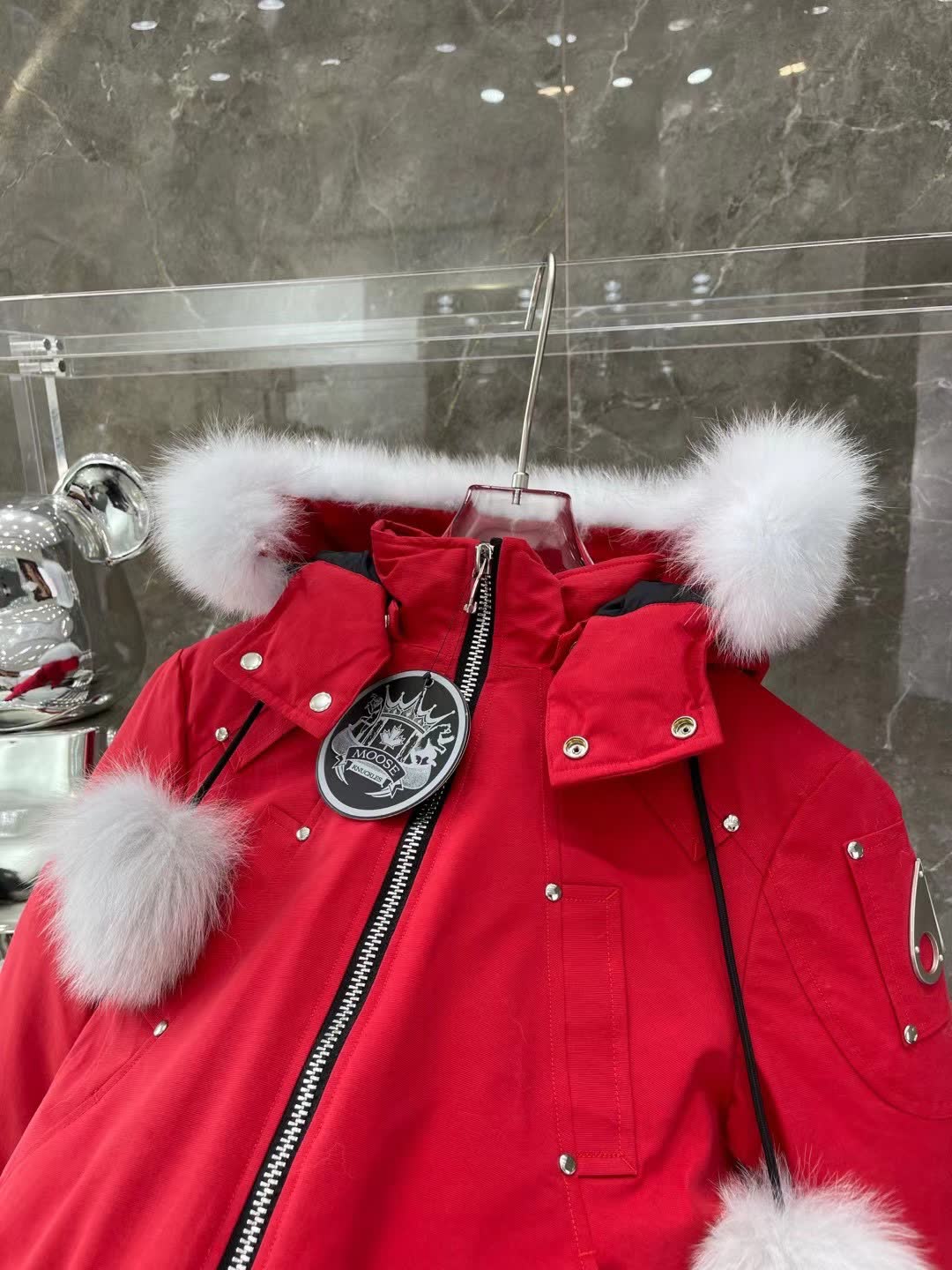 Moose Knuckles Hooded Down Bomber Jacket